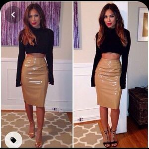 Top Shop Beige Vinyl Skirt